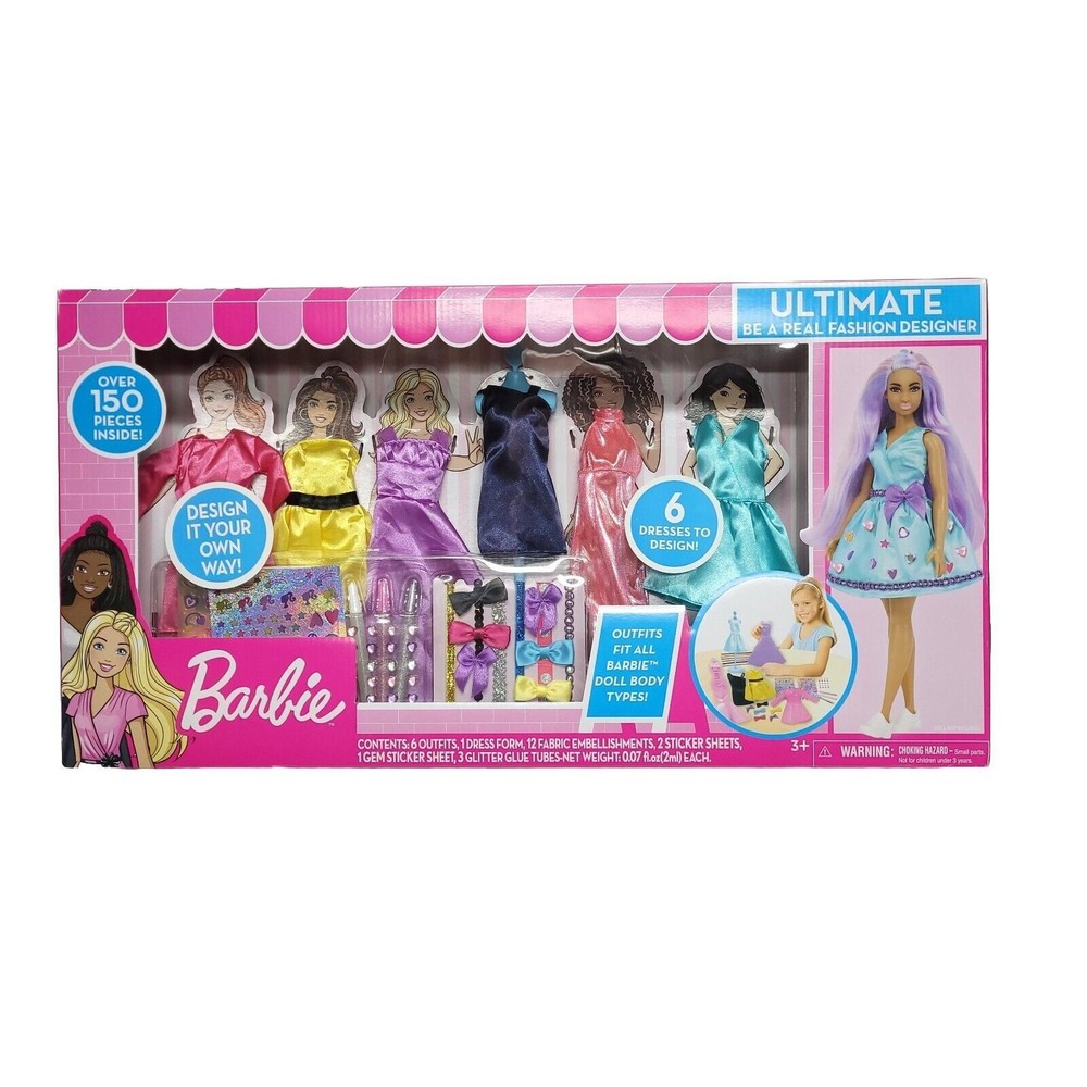 Barbie Clothes Fashion Designer Set Over 150 Pc 6 Dresses To Design Ages 3+